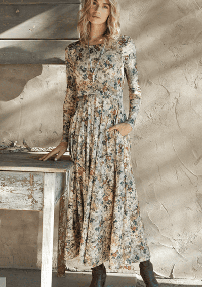 ANTIQUE PIMA COTTON FLORAL DRESS