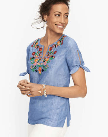 EMBROIDERED LINEN POPOVER from TALBOTS